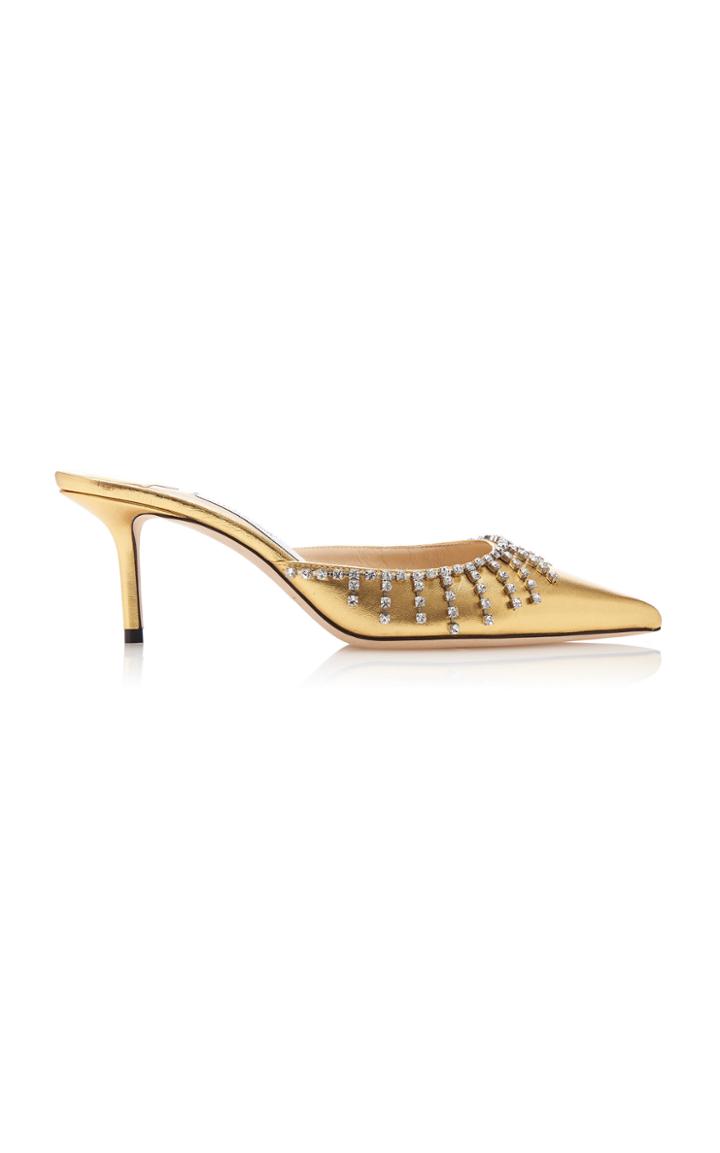 Moda Operandi Jimmy Choo Moda Exclusive Tatie Metallic Leather Mules Size: 35