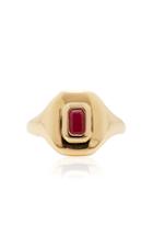 Moda Operandi Shay 18k Yellow Gold Ruby Baguette Essential Pinky Ring Size: 2.5