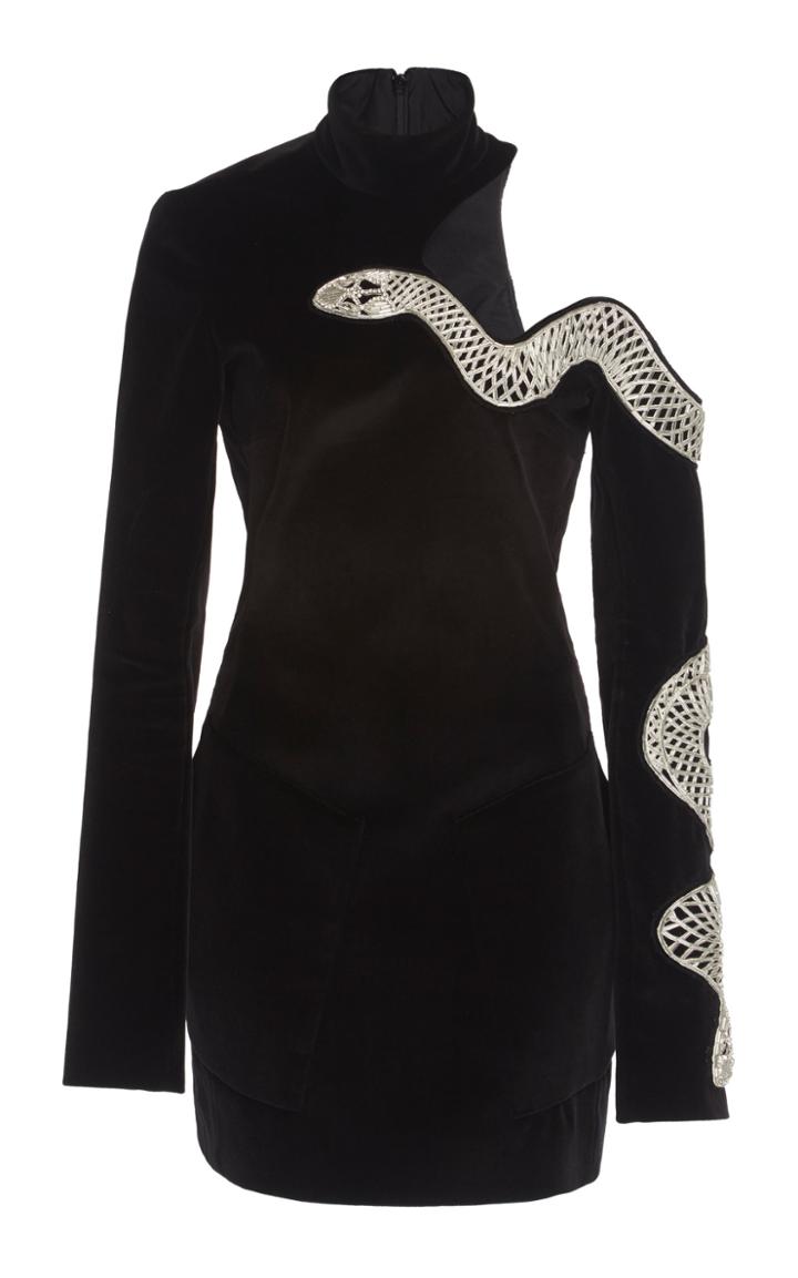 David Koma Embroidered Cotton Mini Dress