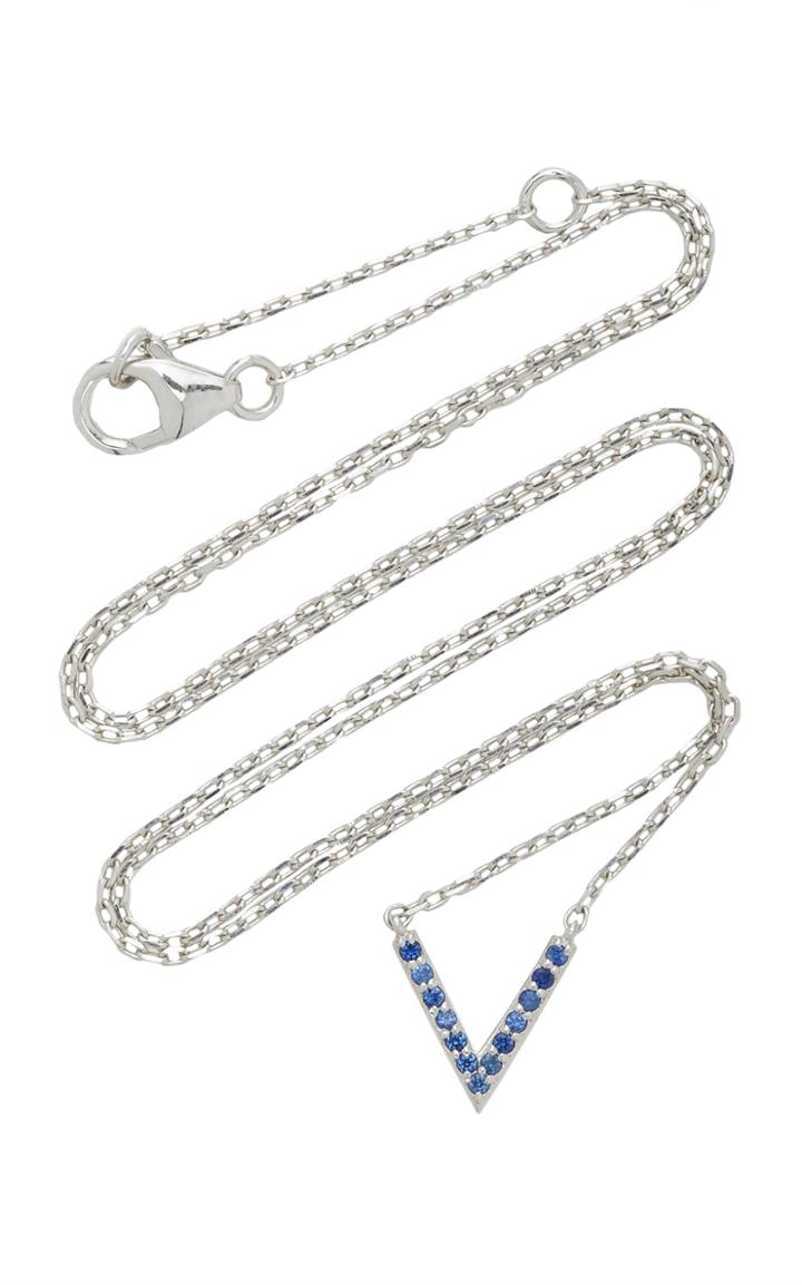 Sabine Getty White Gold V Necklace With Blue Sapphire