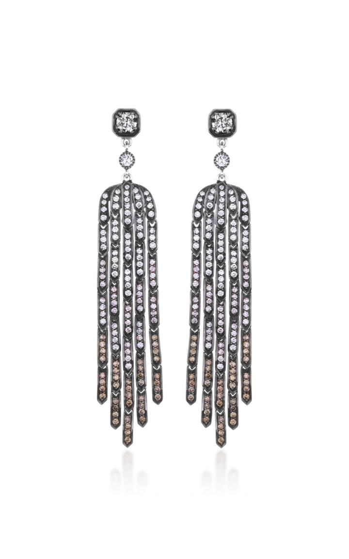 Sethi Couture Fringe Ombr Diamond 18k White Gold Earrings