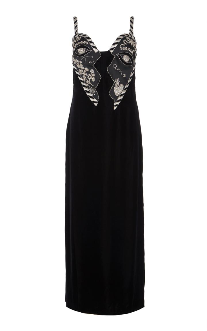 Sandra Mansour Mirage Velvet Heart Embroidered Dress