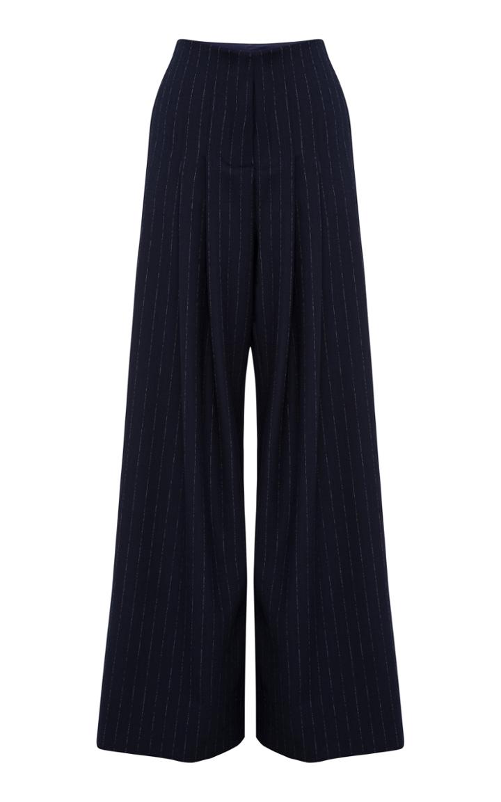 Anna Quan Marcel Pinstriped Crepe Wide-leg Pants