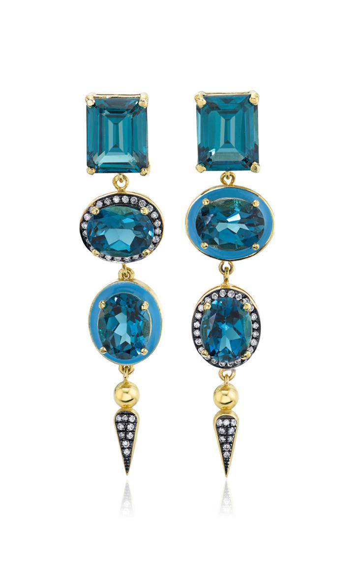 Sarah Hendler Shirley Spear Cocktail Earrings-london Blue Topaz
