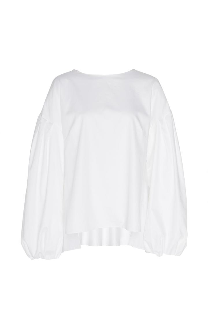 Moda Operandi Adam Lippes Cotton Long Sleeve Shirred Back Top Size: Xs