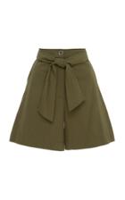 Christina Economou Khaki Structured Belted Shorts