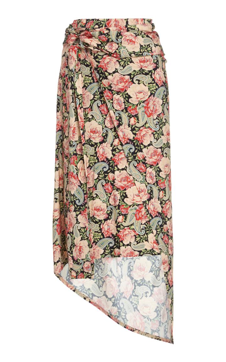 Moda Operandi Paco Rabanne Printed Wrap-effect Satin Skirt