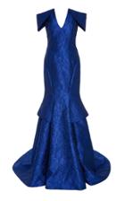 Pamella Roland Floral Jacquard Off The Shoulder Gown