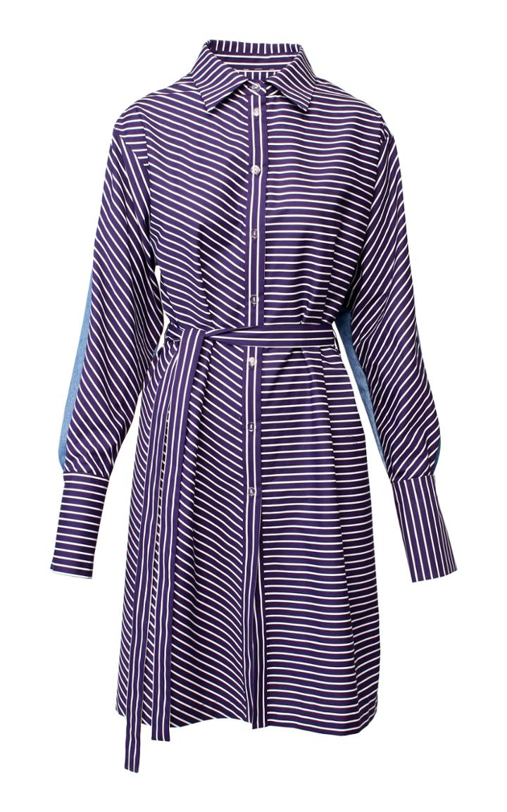 Anouki Violet & White Striped Shirt Dress