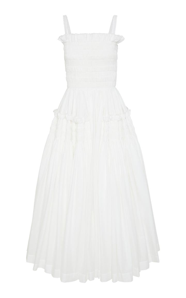 Moda Operandi Molly Goddard Larry Hand Smocked Cotton Voile Dress