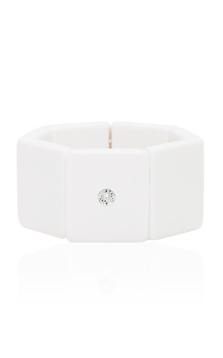 Alessandra Rich White Geometric Bangle