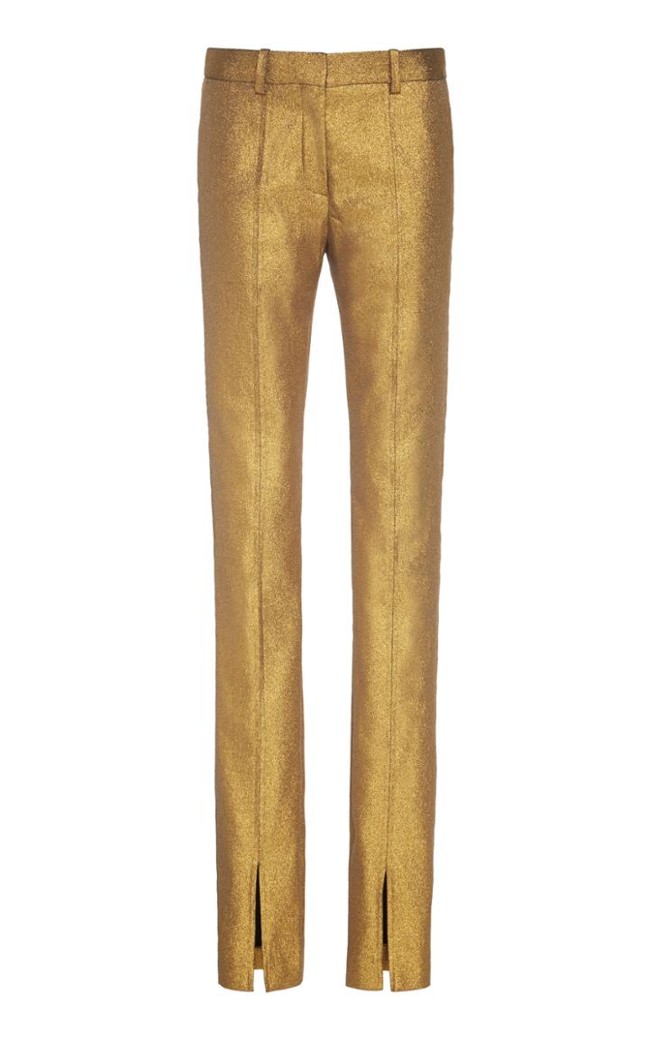 Victoria Beckham Front Slit Skinny Metallic Pant