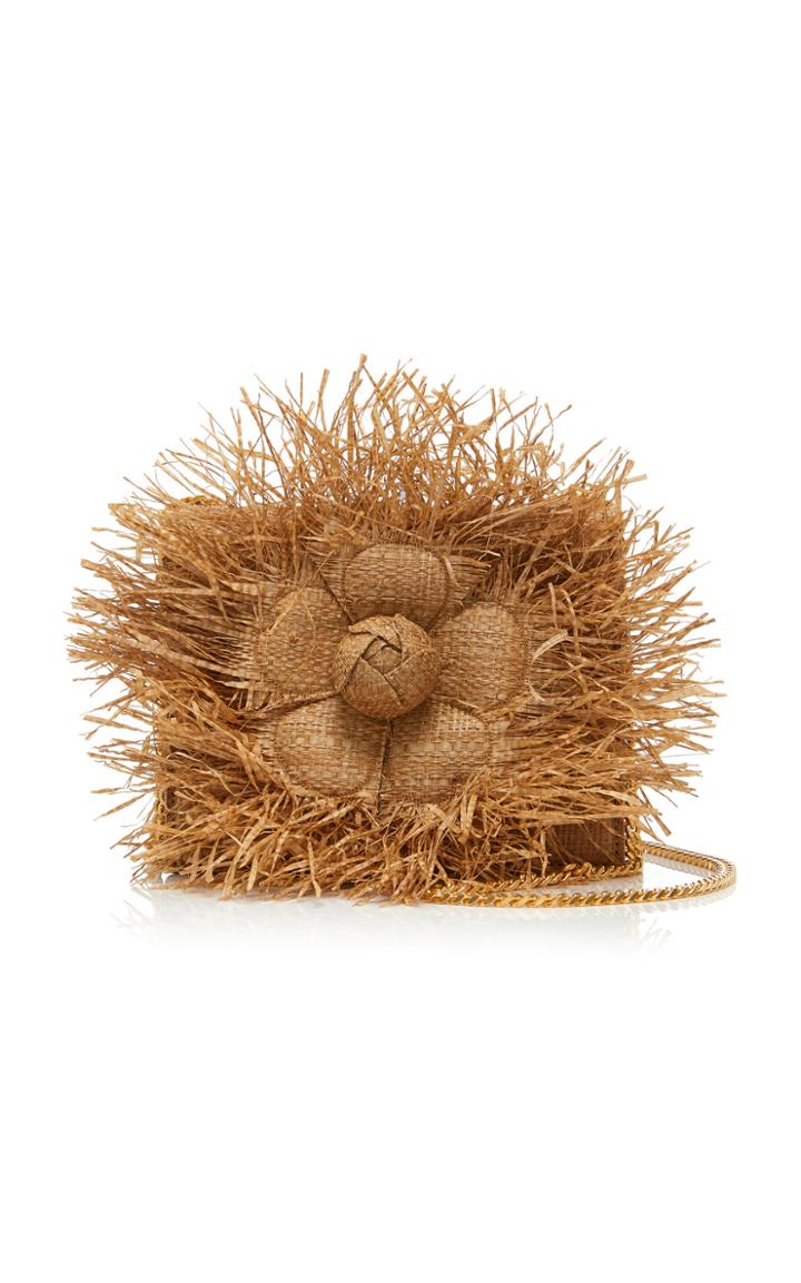 Oscar De La Renta Fringed Raffia Shoulder Bag