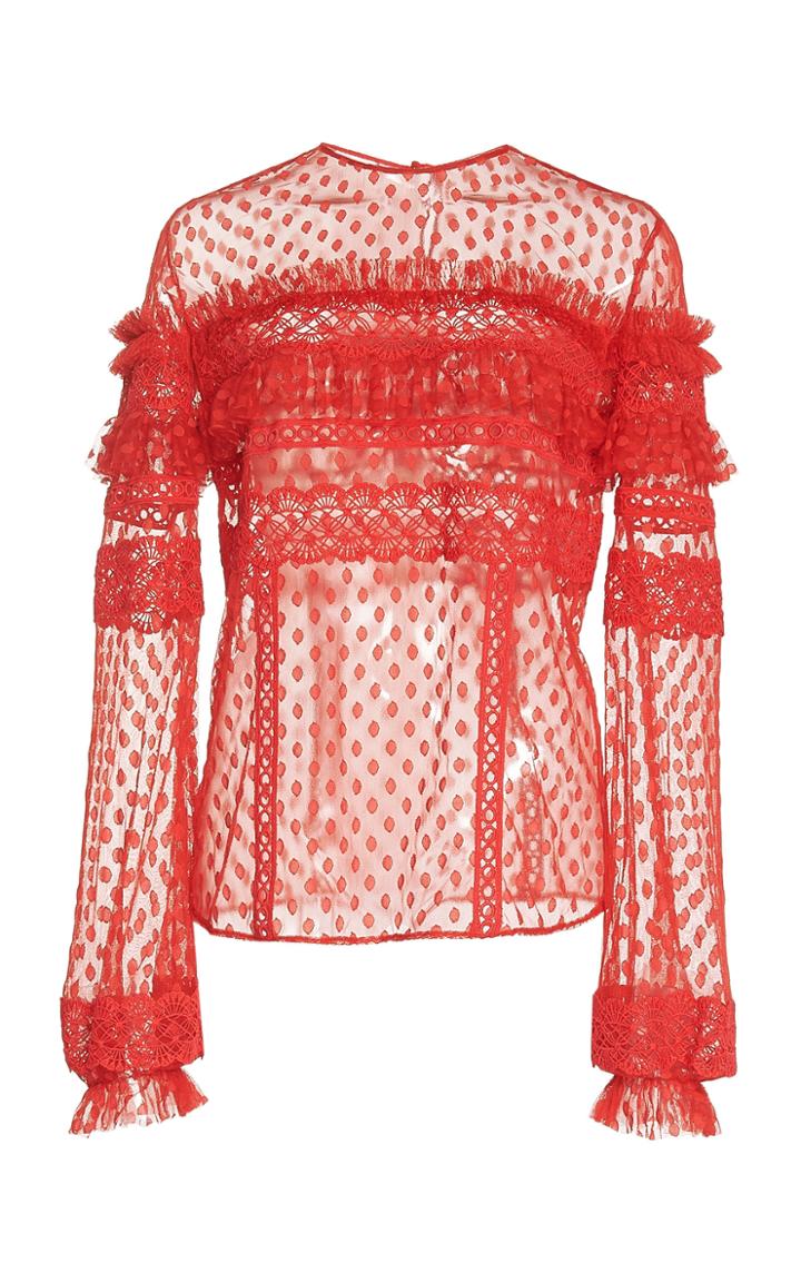 Zuhair Murad Polka Dot Pattern Lace Top