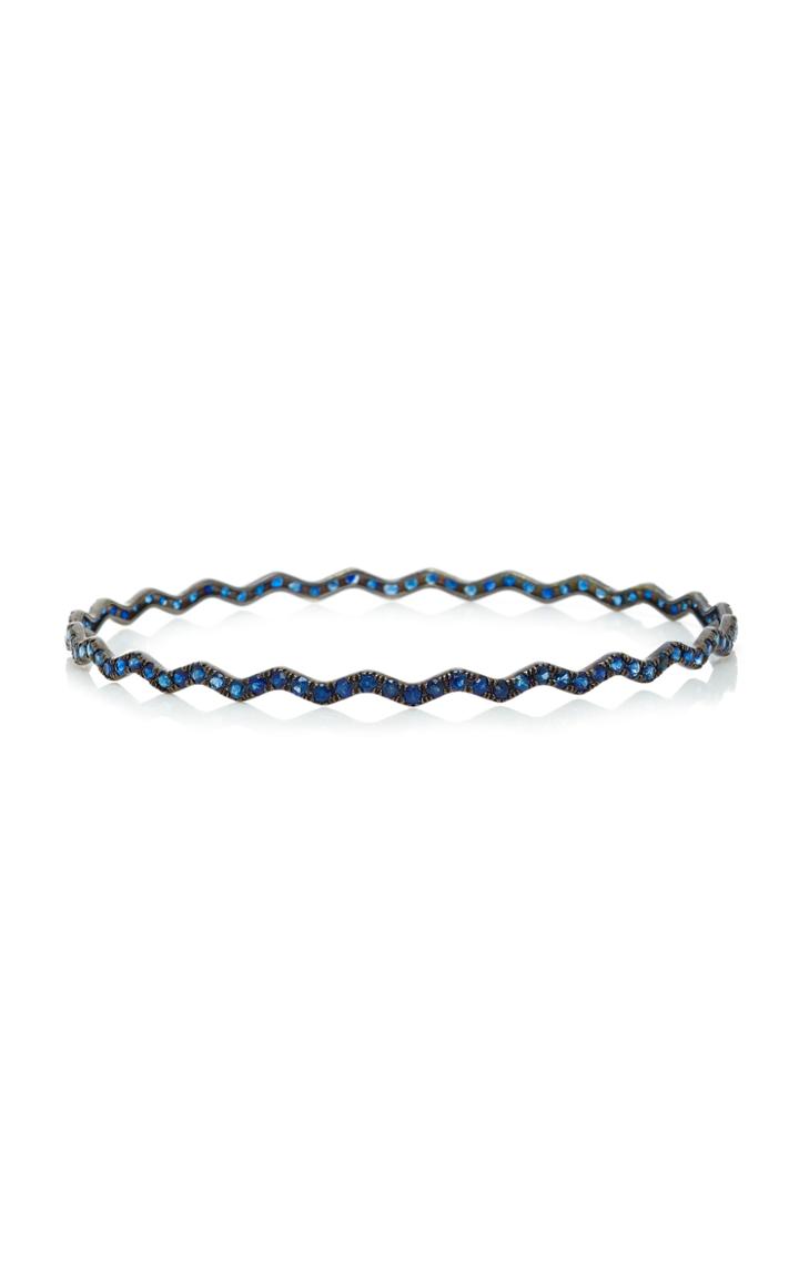 Ofira 18k Black Gold Sapphire Wave Bangle