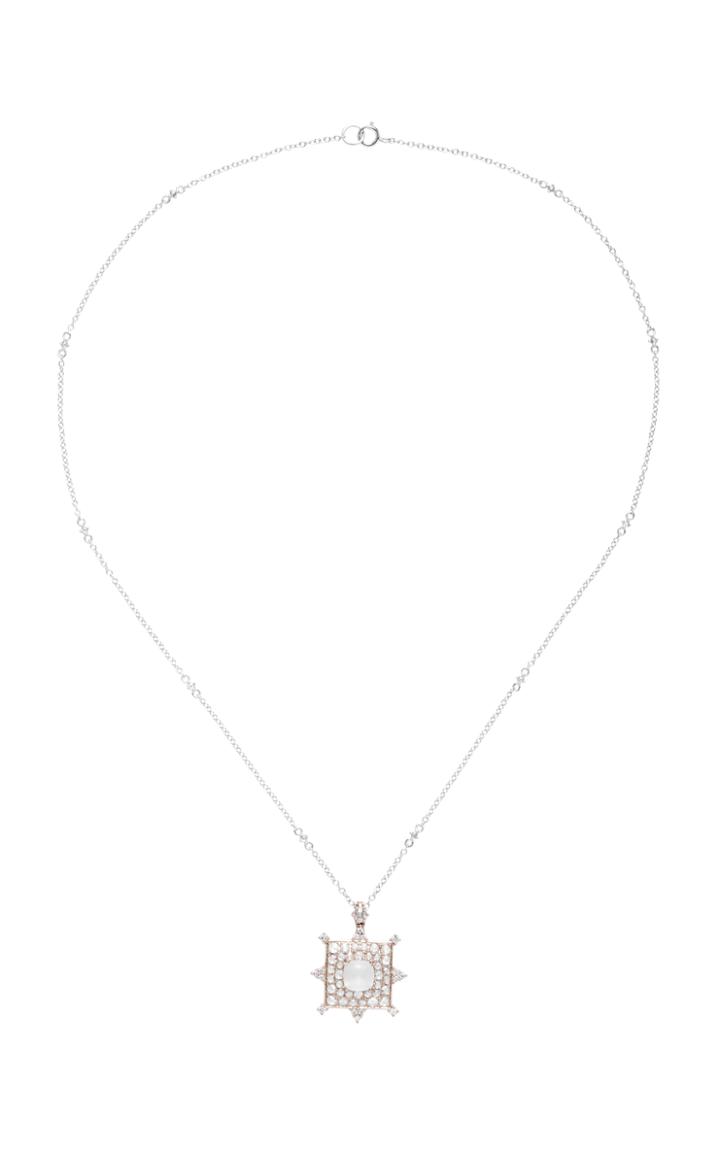 Nam Cho 18k White Gold Diamond And Moonstone Necklace