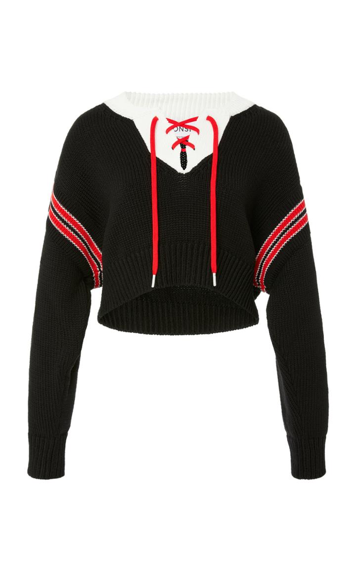 Monse Lace-up Cropped Cotton Sweater