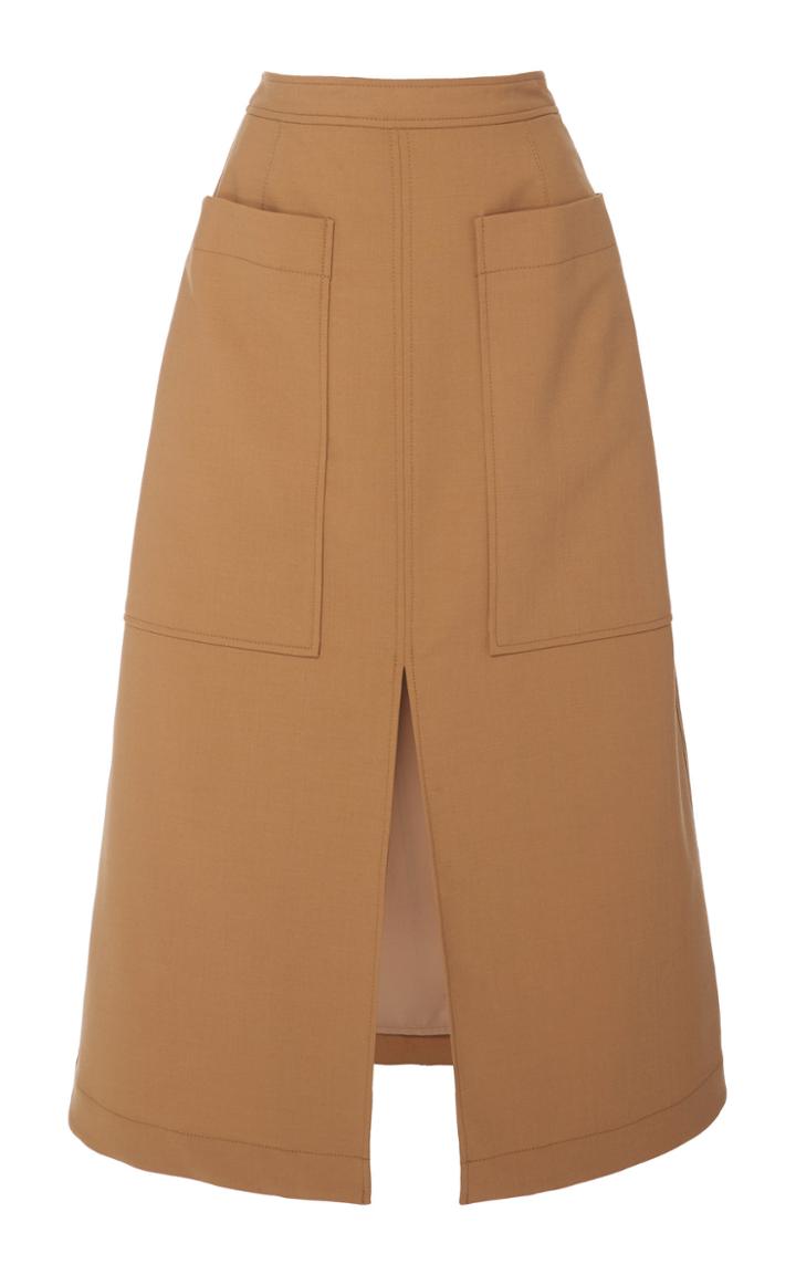 Sea Twill Midi A-line Skirt