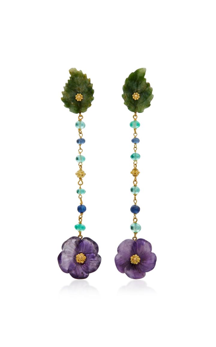 Sorab & Roshi 18k Gold, Jade, Emerald And Sapphire Earrings