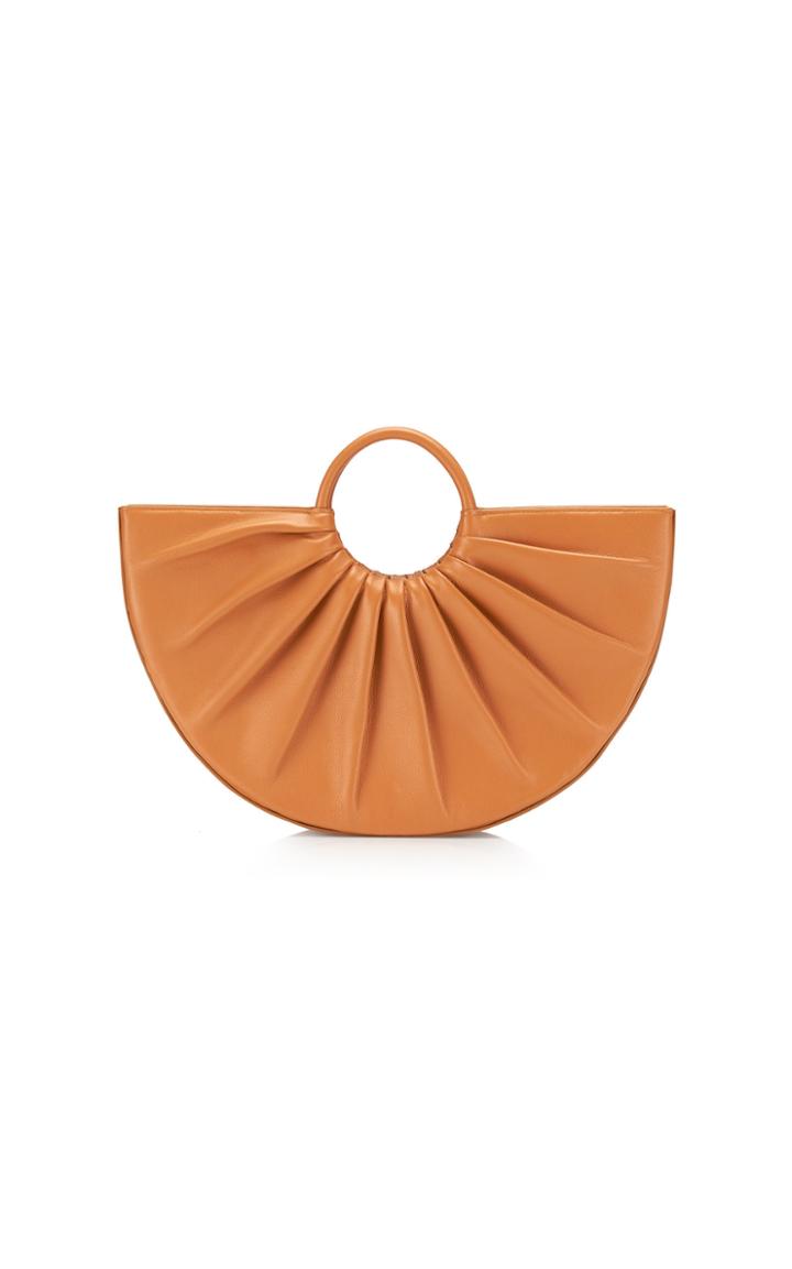 Dlyp Pleated Bender Midi Leather Tote