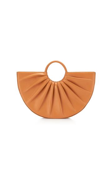 Dlyp Pleated Bender Midi Leather Tote