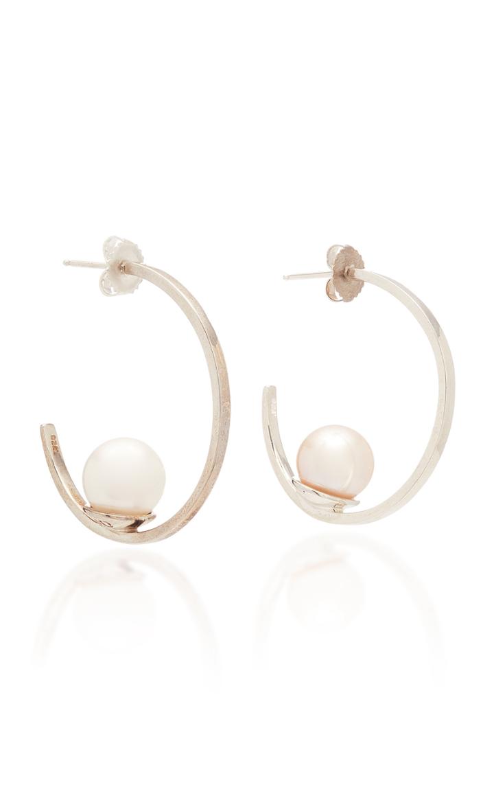 Joie Digiovanni Sterling Silver And Pearl Hoop Earrings