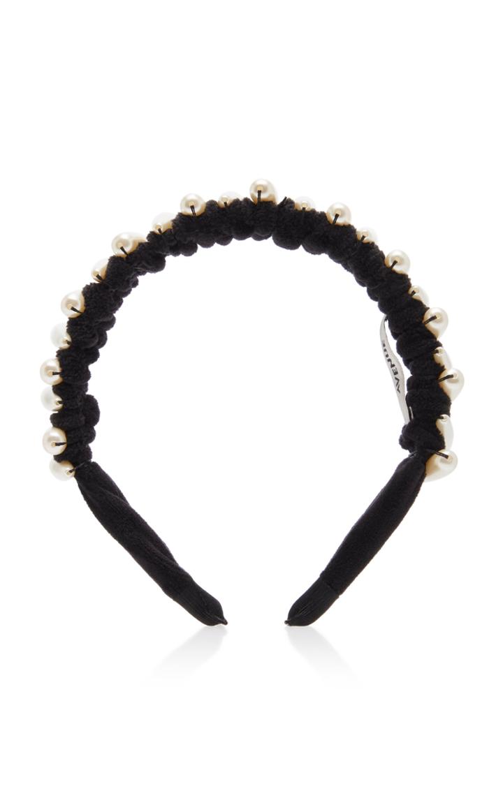 Avenue Madison Alice Faux Pearl-embellished Velvet Headband