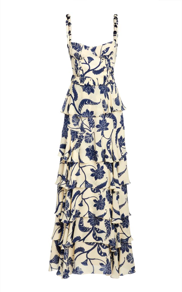 Moda Operandi Johanna Ortiz Cat Goddess Tiered Ruffle Silk Dress