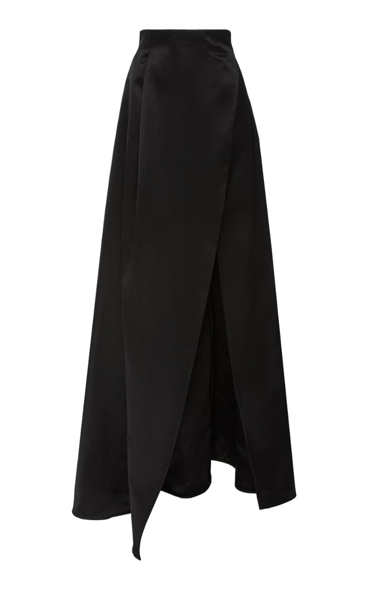 Brandon Maxwell Wrap Satin Maxi Skirt