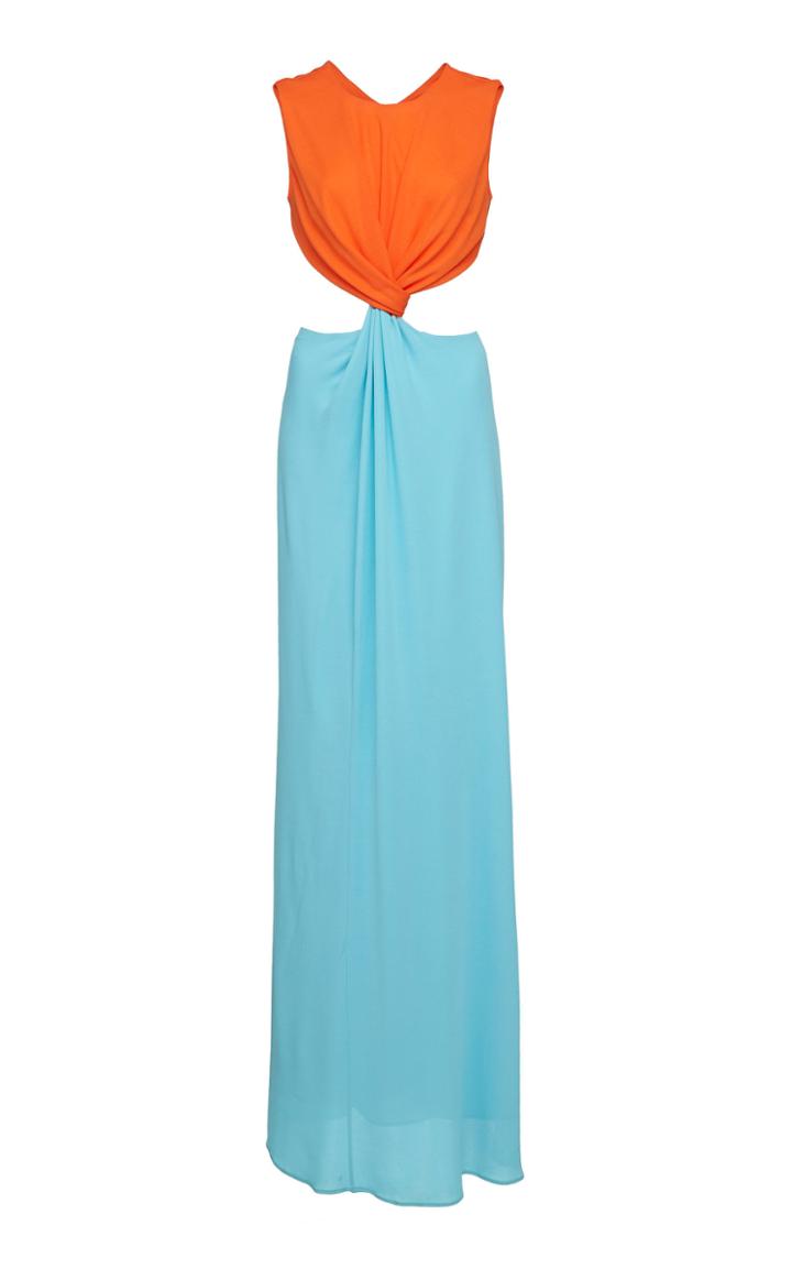 Emilio Pucci Colorblock Satin Maxi Dress