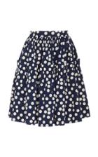 Carolina Herrera Polka-dot Print Ruffled Cotton Skirt