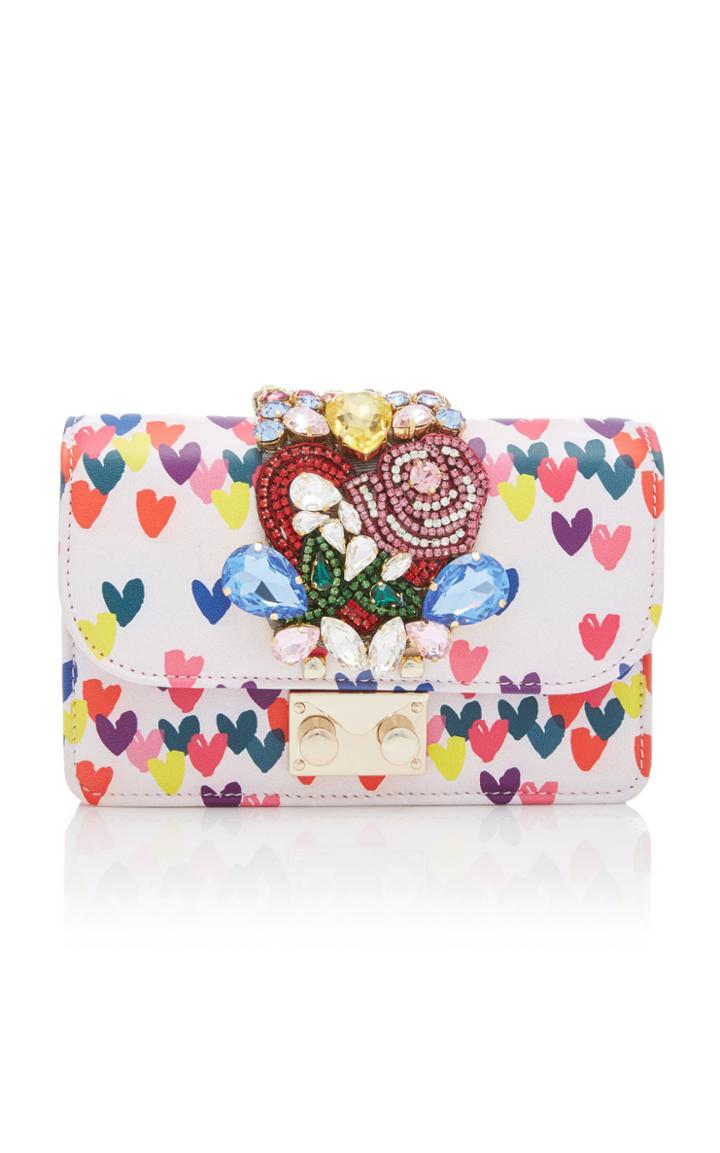 Gedebe Mini Clicky Clutch With Print Hearts