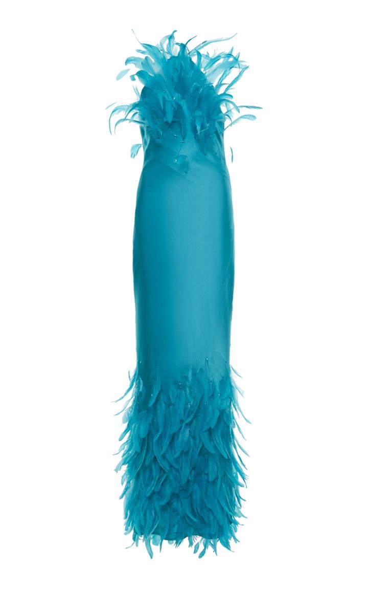 Moda Operandi Attico Feather Detailed Halter Dress