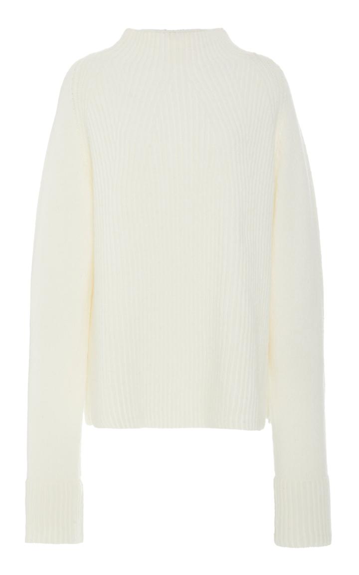 Vince Mixed-stitch Wool Funnel-neck Sweater