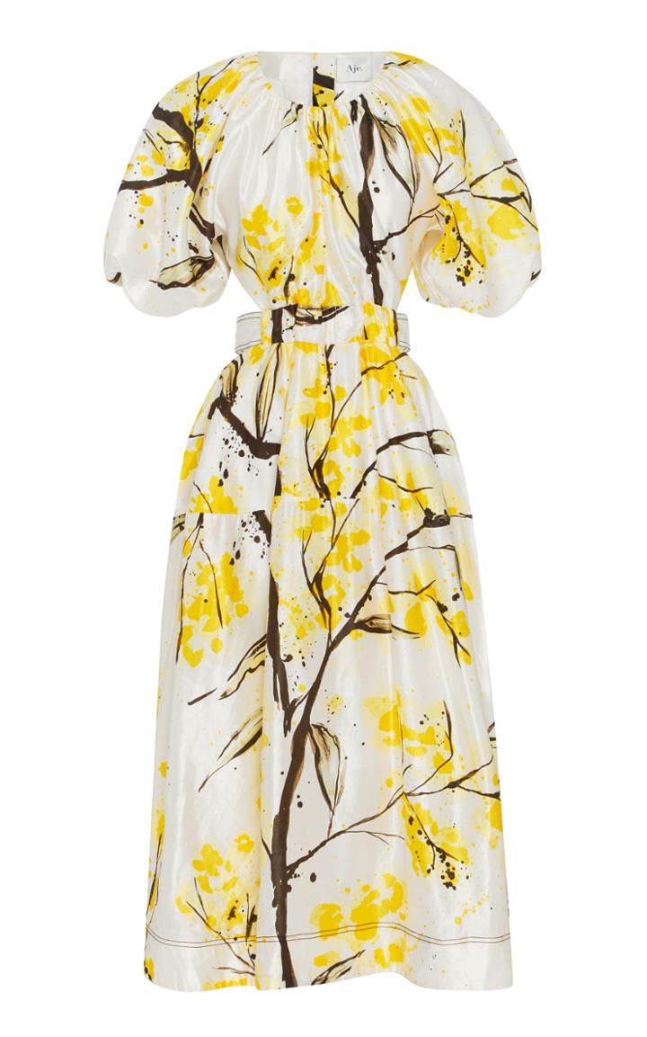Aje Mimosa Floral Cutout Midi Dress