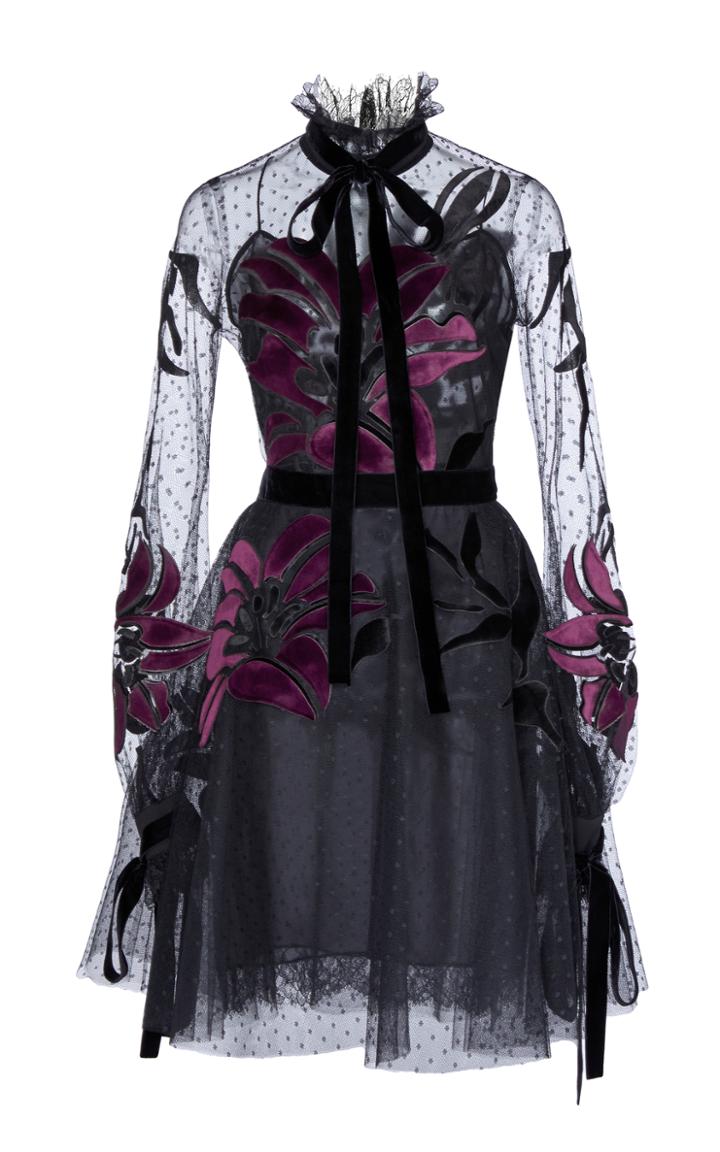 Elie Saab Long Sleeve Tulle Dress