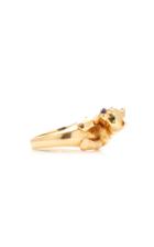 Moda Operandi Eleuteri Panthre De Cartier Ring With Two Round Emeralds Eyes & Blue