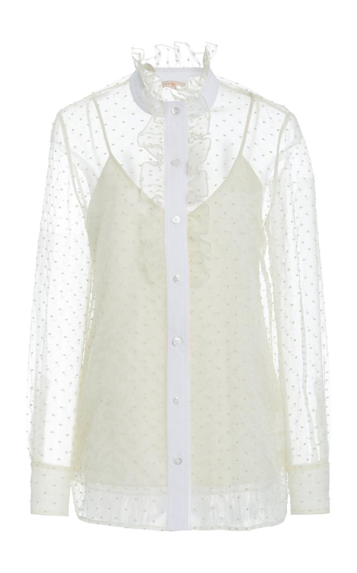 Moda Operandi Tory Burch Ruffle-front Organza Tulle Blouse