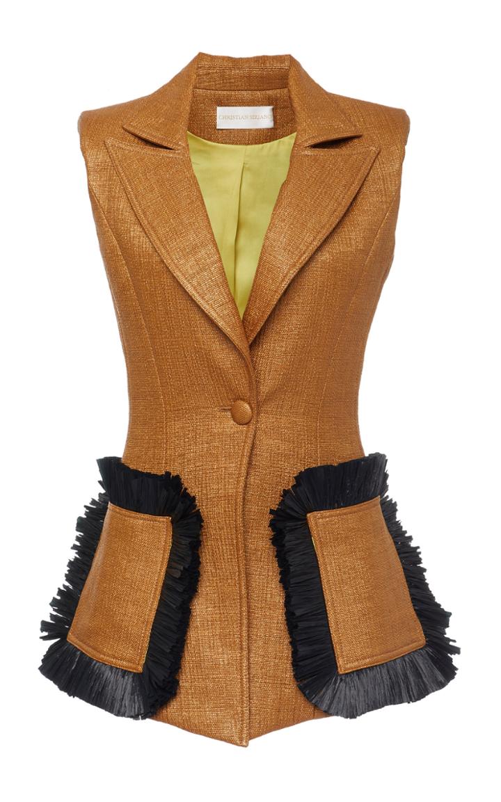 Christian Siriano Single Breasted Woven Bamboo Vest