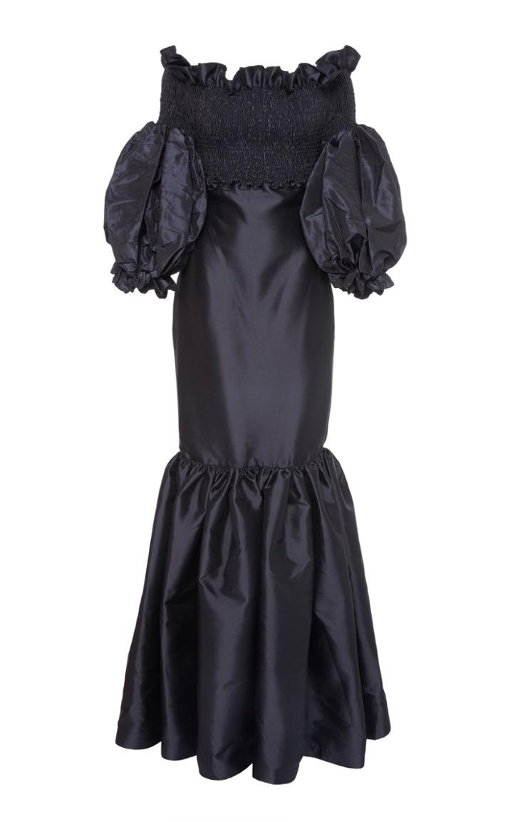 Leal Daccarett Celia Off-the-shoulder Silk And Wool Gown