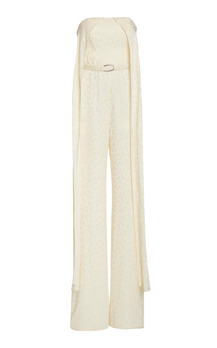 Alexis Romani Belted Printed Satin Jumpsuit
