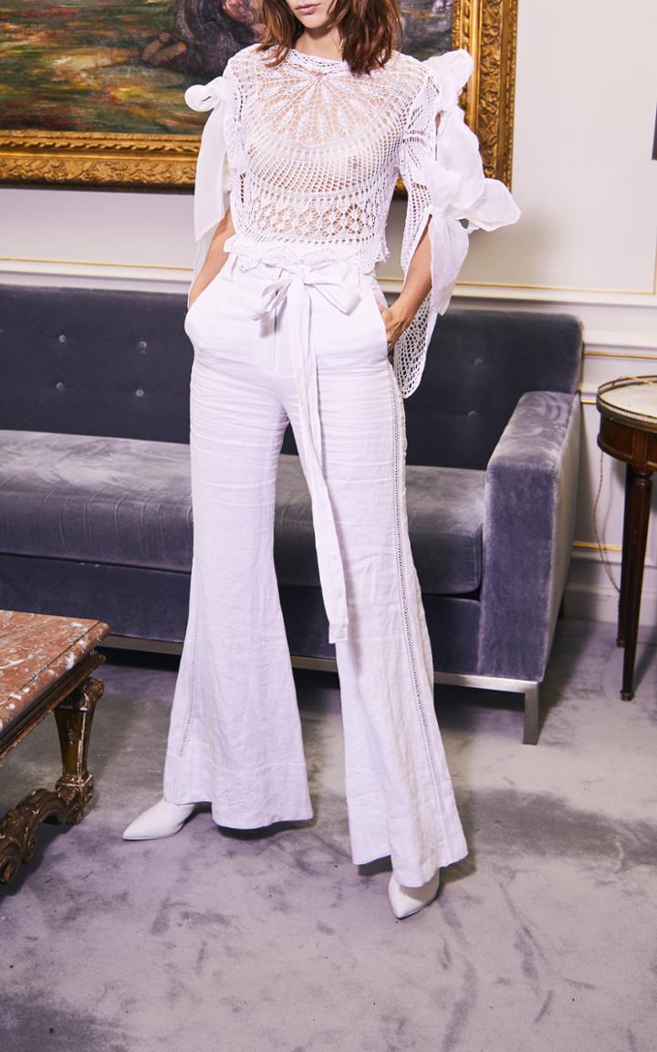 Nevenka Intricacies Crochet Cotton Blouse With Silk Bows