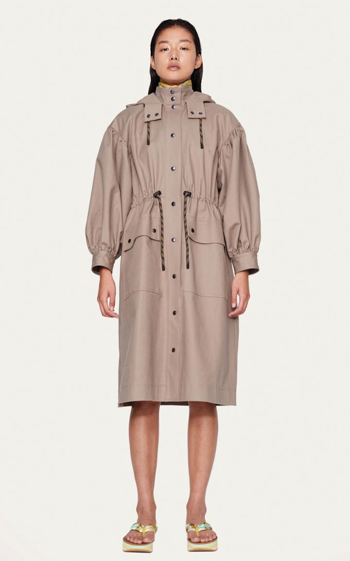 Moda Operandi Stine Goya Mary Khaki Drawstring Trench Coat Size: Xxs