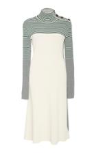 Cdric Charlier Striped Knit Turtleneck Dress