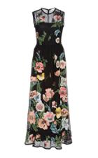 Red Valentino Poppy Floral-embroidered Macram Midi Dress