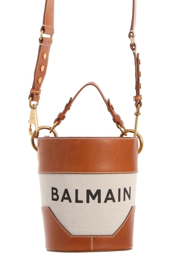 Moda Operandi Balmain B Saddler 14 Linen Canvas Bucket Shoulder Bag