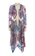 Moda Operandi Paco Rabanne Chainmail-overlay Printed Satin Tie-neck Dress Size: 34