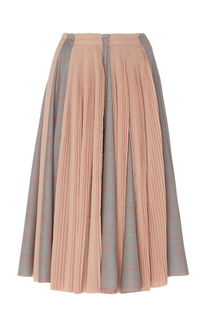Alexandre Blanc Pleated Wool Knee-length Skirt