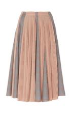 Alexandre Blanc Pleated Wool Knee-length Skirt
