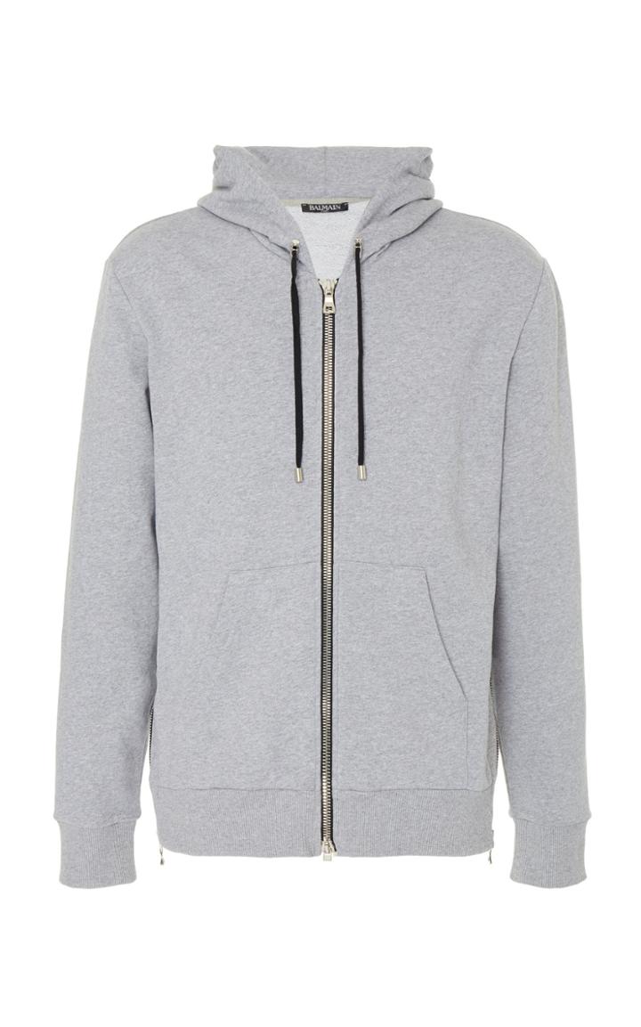 Balmain Zip-up Cotton Hoodie Size: S